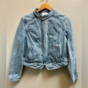 Jason Wu Zip Up Denim Cotton Jacket Light Stone Blue Women's Large